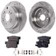 2-Wheel Set Brake Disc and Pad Kit, Cross-drilled and Slotted 304.4 mm Ceramic, Includes (2) Brake Disc and (1) Brake Pad Set