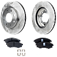 2-Wheel Set Front Brake Disc and Pad Kit, Plain Surface 4 Lugs 257.05 mm Ceramic Pro-Line Series, Includes (1) Brake Pad Set and (2) Brake Disc
