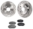 2-Wheel Set Front Brake Disc and Pad Kit, Cross-drilled and Slotted 4 Lugs 235 mm, Includes (2) Brake Disc and (1) Brake Pad Set
