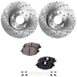 2-Wheel Set Brake Disc and Pad Kit, Cross-drilled and Slotted 5 Lugs 296 mm Ceramic Pro-Line Series, Includes (2) Brake Disc and (1) Brake Pad Set
