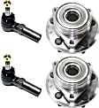 4-Piece Kit Front, Driver and Passenger Side Suspension Kit, Includes (2) Tie Rod End and (2) Wheel Hub