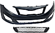 2015 Kia Optima LX - 2-Piece Kit Front Primed Bumper Cover,  Includes (1) Bumper Cover and (1) Bumper Grille