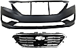 2-Piece Kit, Grille Painted Black, For Models With Standard Type Bumper, For Models With Standard Type Grille and Auto Cruise Control, Includes (1) Bumper Cover and (1) Grille