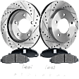2-Wheel Set Front Brake Disc and Pad Kit, Cross-drilled and Slotted 5 Lugs 308 mm Semi-metallic 4WD Pro-Line Series, Includes (1) Brake Pad Set and (2) Brake Disc
