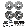 4-Wheel Set Front and Rear Brake Disc and Pad Kit, Plain Surface 5 Lugs Front-277.88 mm/Rear-281.18 mm Front-Ceramic/Rear-Semi-Metallic Pro-Line Series, Includes (2) Brake Pad Set and (4) Brake Disc