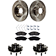 2-Wheel Set Front, Driver and Passenger Side Wheel Hub, 6 Lugs, 4WD, Production Date From November 29, 2004, With Bearing, With Sensor, includes (2) Brake Disc, (1) Brake Pad Set, and (2) Wheel Hub
