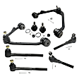 8-Piece Kit Front, Driver and Passenger Side, Upper Control Arm Kit, Includes (2) Control Arm, (2) Ball Joint and (4) Tie Rod End