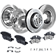 4-Wheel Set Front and Rear Brake Disc and Pad Kit, Plain Surface 6 Lugs Front-302.01 mm/Rear-325.12 mm Front-Ceramic/Rear-Semi-Metallic Pro-Line Series, Includes (2) Brake Pad Set and (4) Brake Disc