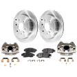 2-Wheel Set Rear Brake Kit With Calipers, Plain Surface 6 Lugs 330.96 mm Ceramic, Includes (2) Brake Caliper, (1) Brake Pad Set and (2) Brake Disc