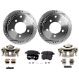 2-Wheel Set Rear Brake Kit With Calipers, Cross-drilled and Slotted 5 Lugs 262 mm Ceramic, Includes (2) Brake Caliper, (2) Brake Disc and (1) Brake Pad Set