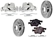 2-Wheel Set Front Brake Kit With Calipers, Plain Surface 5 Lugs 302.77 mm Ceramic, Includes (2) Brake Caliper, (2) Brake Disc and (1) Brake Pad Set