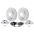2-Wheel Set Front Brake Kit With Calipers, Cross-drilled and Slotted 5 Lugs 302.9 mm Ceramic, Includes (2) Brake Caliper, (2) Brake Disc and (1) Brake Pad Set