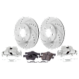 2-Wheel Set Front Brake Kit With Calipers, Cross-drilled and Slotted 5 Lugs 302.9 mm Ceramic, Includes (2) Brake Caliper, (2) Brake Disc and (1) Brake Pad Set