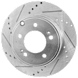 2-Wheel Set Rear Brake Kit With Calipers, Cross-drilled and Slotted 5 Lugs 282.96 mm Ceramic FWD, Includes (2) Caliper, (2) Disc, and (1) Pad Set