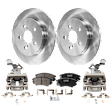 2-Wheel Set Rear Brake Kit With Calipers, Plain Surface 5 Lugs 259.08 mm Ceramic FWD, Includes (2) Caliper, (2) Disc, and (1) Pad Set