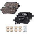 4-Wheel Set Front and Rear Brake Kit With Calipers, Plain Surface 5 Lugs Front-302.01 mm/Rear-305.05 mm Front-Semi-Metallic/Rear-Ceramic, Includes (4) Caliper, (4) Disc, and (2) Pad Set