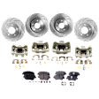 4-Wheel Set Front and Rear Brake Kit With Calipers, Cross-drilled and Slotted 5 Lugs Front-300 mm/Rear-282.96 mm Organic FWD, Includes (4) Brake Caliper, (4) Brake Disc and (2) Brake Pad Set