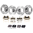 4-Wheel Set Front and Rear Brake Kit With Calipers, Plain Surface, 6 Lugs, Ceramic 4WD