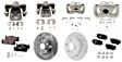4-Wheel Set Front and Rear Brake Kit With Calipers, Cross-drilled and Slotted 5 Lugs Front-296 mm/Rear-281 mm Ceramic FWD, Includes (4) Caliper, (4) Disc, and (2) Pad Set