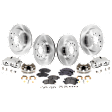 4-Wheel Set Front and Rear Brake Kit With Calipers, Plain Surface, 6 Lugs, Ceramic