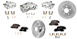 4-Wheel Set Front and Rear Brake Kit With Calipers, Front-Plain Surface/Rear-Cross-drilled and Slotted 5 Lugs Front-303.02 mm/Rear-292 mm Ceramic FWD, Includes (4) Caliper, (4) Disc, and (2) Pad Set