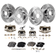 2014-2019 Toyota Corolla - 4-Wheel Set Front and Rear Brake Kit With Calipers, Plain Surface, 5 Lugs, Ceramic FWD, Includes (4) Caliper, (4) Disc, and (2) Pad Set