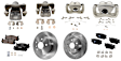 4-Wheel Set Front and Rear Brake Kit With Calipers, Front-Cross-drilled and Slotted/Rear-Plain Surface 5 Lugs Front-296 mm/Rear-280.92 mm Ceramic FWD, Includes (4) Caliper, (4) Disc, and (2) Pad Set
