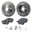2-Wheel Set Front Brake Disc and Pad Kit, Cross-drilled and Slotted 319.5 mm Ceramic Pro-Line Series, Includes (2) Disc and (1) Pad Set