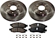 2-Wheel Set Front Brake Disc and Pad Kit, Plain Surface 6 Lugs 320.04 mm Ceramic Pro-Line Series, Includes (2) Brake Disc and (1) Brake Pad Set