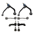 8-Piece Kit Front, Driver and Passenger Side, Upper and Lower Control Arm, Includes (2) Control Arm, (2) Tie Rod End, (2) Ball Joint and (2) Sway Bar Link