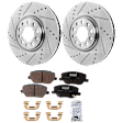 4-Wheel Set Front and Rear Brake Disc and Pad Kit, Cross-drilled and Slotted 305 mm, Includes (2) Brake Disc and (1) Brake Pad Set