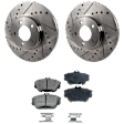 2006 Ford Taurus - 4-Wheel Set Front and Rear Brake Disc and Pad Kit, Cross-drilled and Slotted, 293.88 mm, 3.0L 6Cyl, Includes (2) Brake Disc and (1) Brake Pad Set