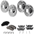 4-Wheel Set Front and Rear Brake Disc and Pad Kit, Plain Surface Front-305.05 mm/Rear-300.99 mm, Includes (4) Brake Disc and (2) Brake Pad Set