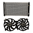 2-Piece Kit OE Replacement Radiator Fan, Dual fan, Includes (1) Cooling Fan Assembly and (1) Radiator