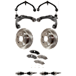 9-Piece Kit Front, Driver and Passenger Side, Upper and Lower Control Arm Kit, Includes (2) Brake Disc, (1) Brake Pad Set, (4) Control Arm and (2) Axle Assembly