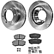 2-Wheel Set Front Brake Disc and Pad Kit, Plain Surface 6 Lugs 296.93 mm Ceramic Pro-Line Series, Includes (2) Brake Disc and (1) Brake Pad Set