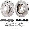 2006 Toyota Sienna Limited - 2-Wheel Set Front Brake Disc and Pad Kit, Cross-drilled and Slotted, 5 Lugs, 296 mm, Ceramic, 3.3L 6Cyl, Pro-Line Series  Includes (2) Disc and (1) Pad Set