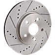 2006 Toyota Sienna Limited - 2-Wheel Set Front Brake Disc and Pad Kit, Cross-drilled and Slotted, 5 Lugs, 296 mm, Ceramic, 3.3L 6Cyl, Pro-Line Series  Includes (2) Disc and (1) Pad Set