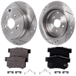 2-Wheel Set Brake Disc and Pad Kit, Cross-drilled and Slotted 5 Lugs 304.4 mm Ceramic Pro-Line Series, Includes (2) Disc and (1) Pad Set