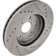 2-Wheel Set Front Brake Disc and Pad Kit, Cross-drilled and Slotted 5 Lugs 296 mm Ceramic Pro-Line Series, Includes (1) Brake Pad Set and (2) Brake Disc
