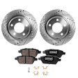 2-Wheel Set Rear Brake Disc and Pad Kit, Cross-drilled and Slotted 5 Lugs 280 mm Ceramic Pro-Line Series, Includes (2) Disc and (1) Pad Set