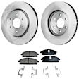 2-Wheel Set Front Brake Disc and Pad Kit, Plain Surface 6 Lugs 295.91 mm Ceramic Pro-Line Series, Includes (1) Brake Pad Set and (2) Brake Disc