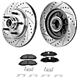 2-Wheel Set Front Brake Disc and Pad Kit, Cross-drilled and Slotted 5 Lugs 308.1 mm Semi-metallic Pro-Line Series, Includes (2) Disc and (1) Pad Set