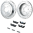 2-Wheel Set Rear Brake Disc and Pad Kit, Cross-drilled and Slotted 334 mm Pro-Line Series, Includes (1) Brake Pad Set and (2) Brake Disc