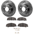 2-Wheel Set Front Brake Disc and Pad Kit, Cross-drilled and Slotted 239.8 mm Ceramic Pro-Line Series, Includes (2) Brake Disc and (1) Brake Pad Set
