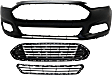 2015 Ford Fusion - 3-Piece Kit Front Primed Bumper Cover, For Models Without Active Park Assist System, CAPA Certified  Includes (1) Bumper Cover, (1) Bumper Grille, and (1) Grille