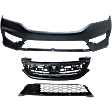 3-Piece Kit, Front Primed Bumper Cover, Sedan, Includes (1) Bumper Cover, (1) Bumper Grille, and (1) Grille