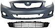 2009 Toyota Corolla LE - 2-Piece Kit Front Primed Bumper Cover, For Models Without Spoiler Holes, Japan or North America Built Vehicle,  Includes (1) Bumper Cover and (1) Bumper Grille