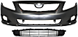 2009 Toyota Corolla - 2-Piece Kit Front Primed Bumper Cover, For Models With Spoiler Holes, North America Built Vehicle,  Includes (1) Bumper Cover and (1) Bumper Grille