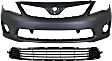 2011 Toyota Corolla - 2-Piece Kit Front Primed Bumper Cover, North America Built Vehicle,  Includes (1) Bumper Cover and (1) Bumper Grille